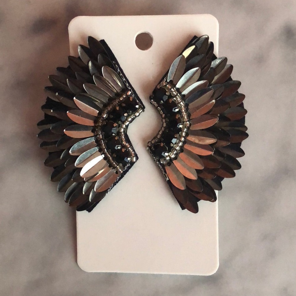 Black & Silver Wing Earrings